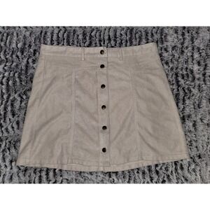 the impeccable pig Suede Button Front A Line Mini Skirt Tan Size L
